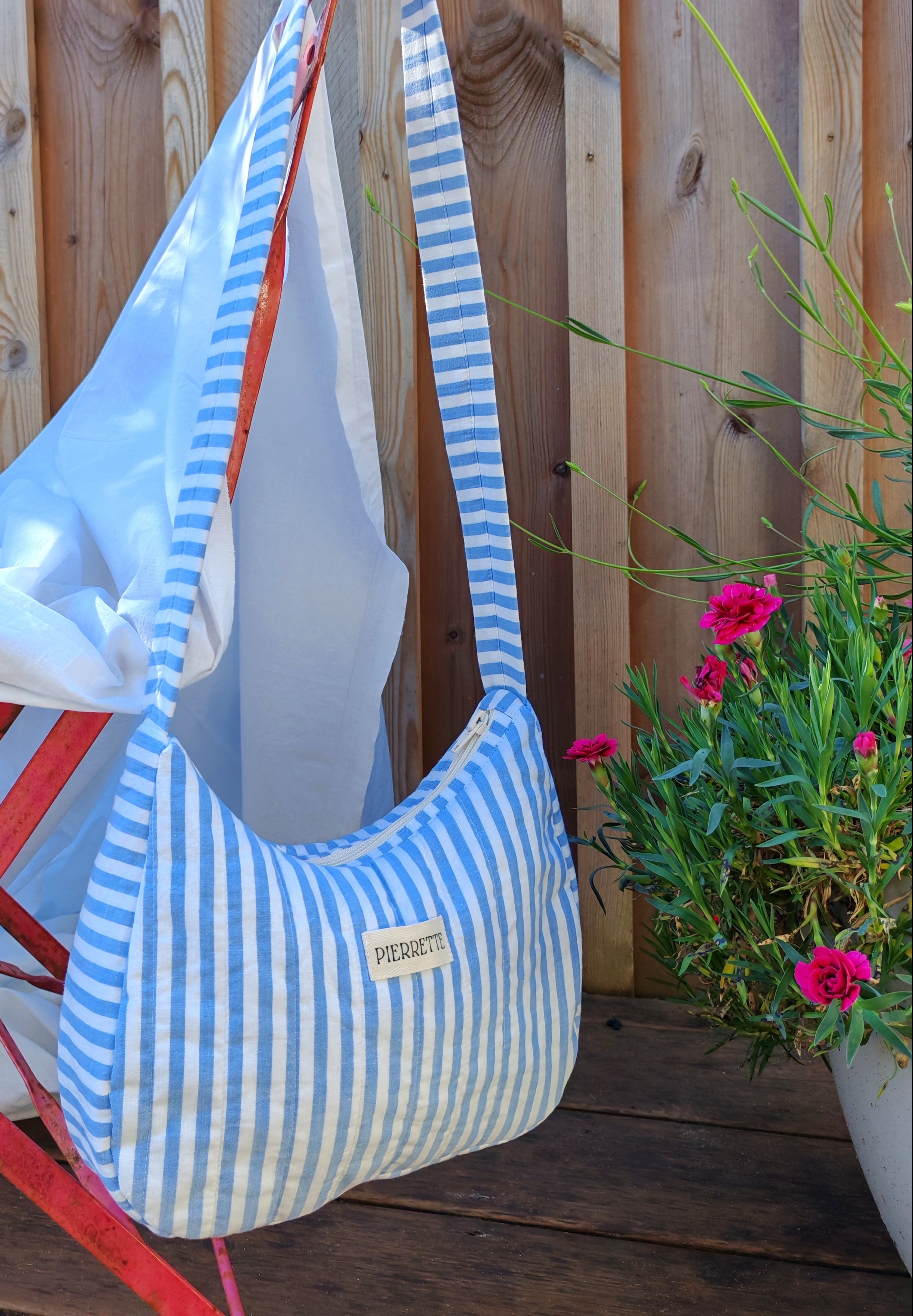 Sac Pivoine – Rayures bleues