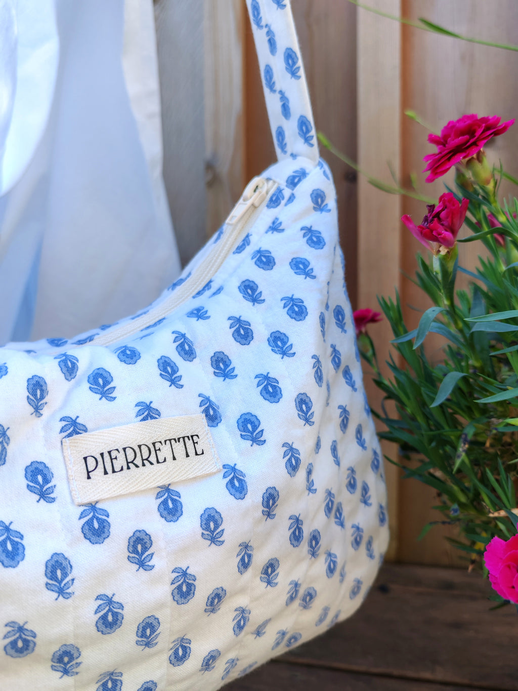 Sac Pivoine – Petites fleurs bleues