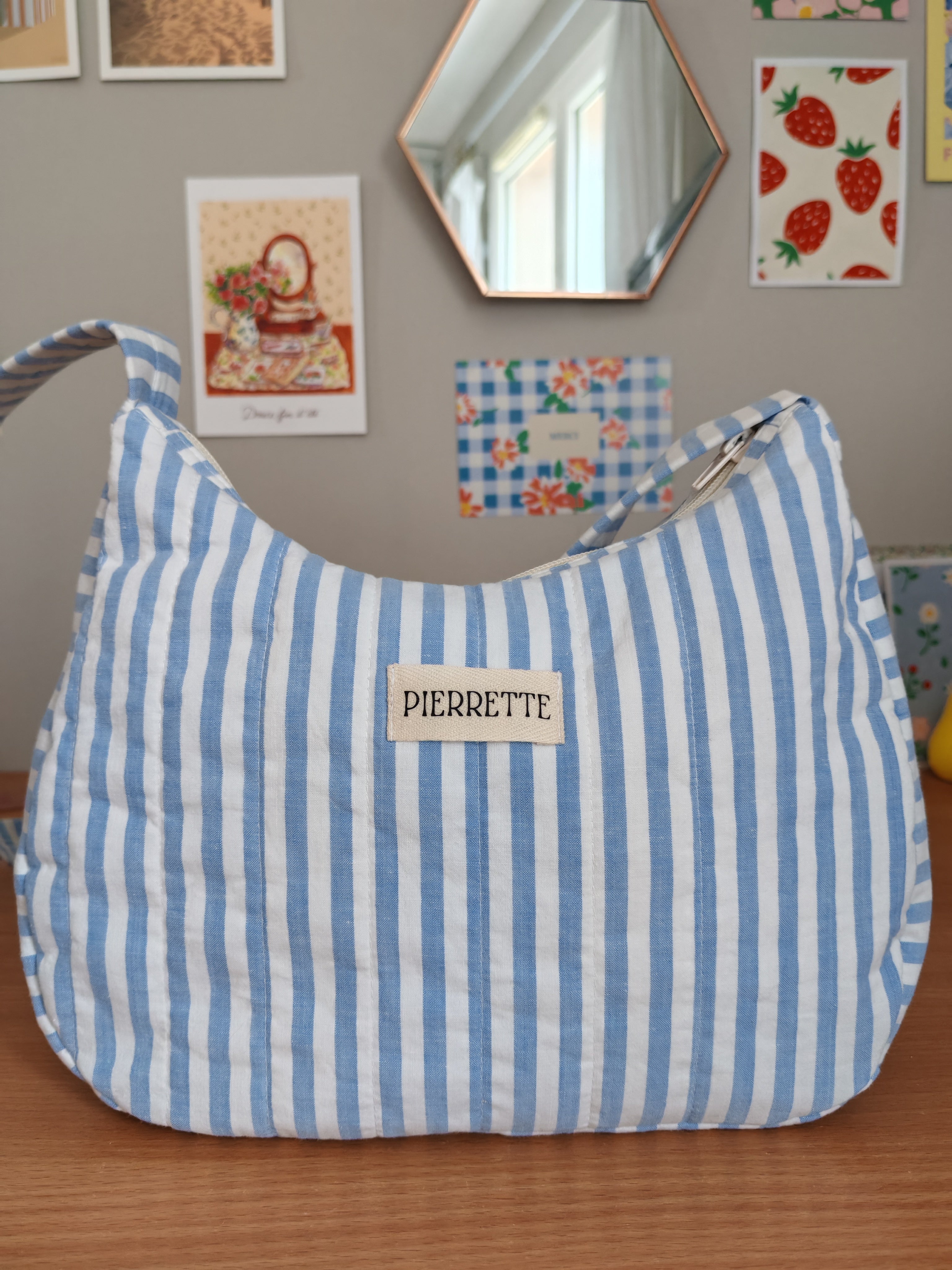 Sac Pivoine – Rayures bleues
