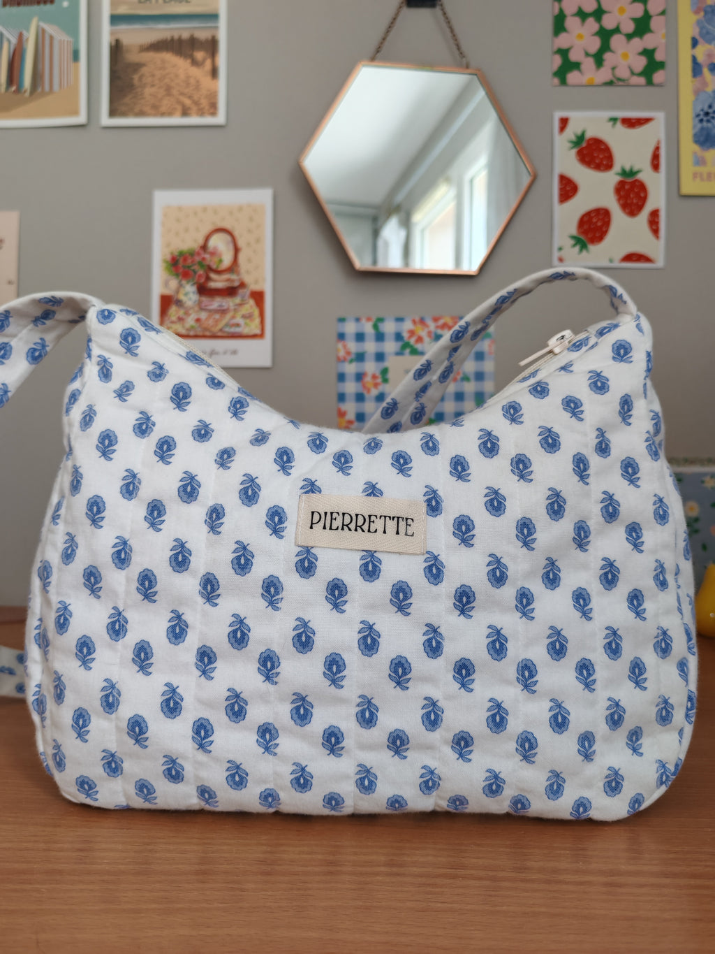 Sac Pivoine – Petites fleurs bleues