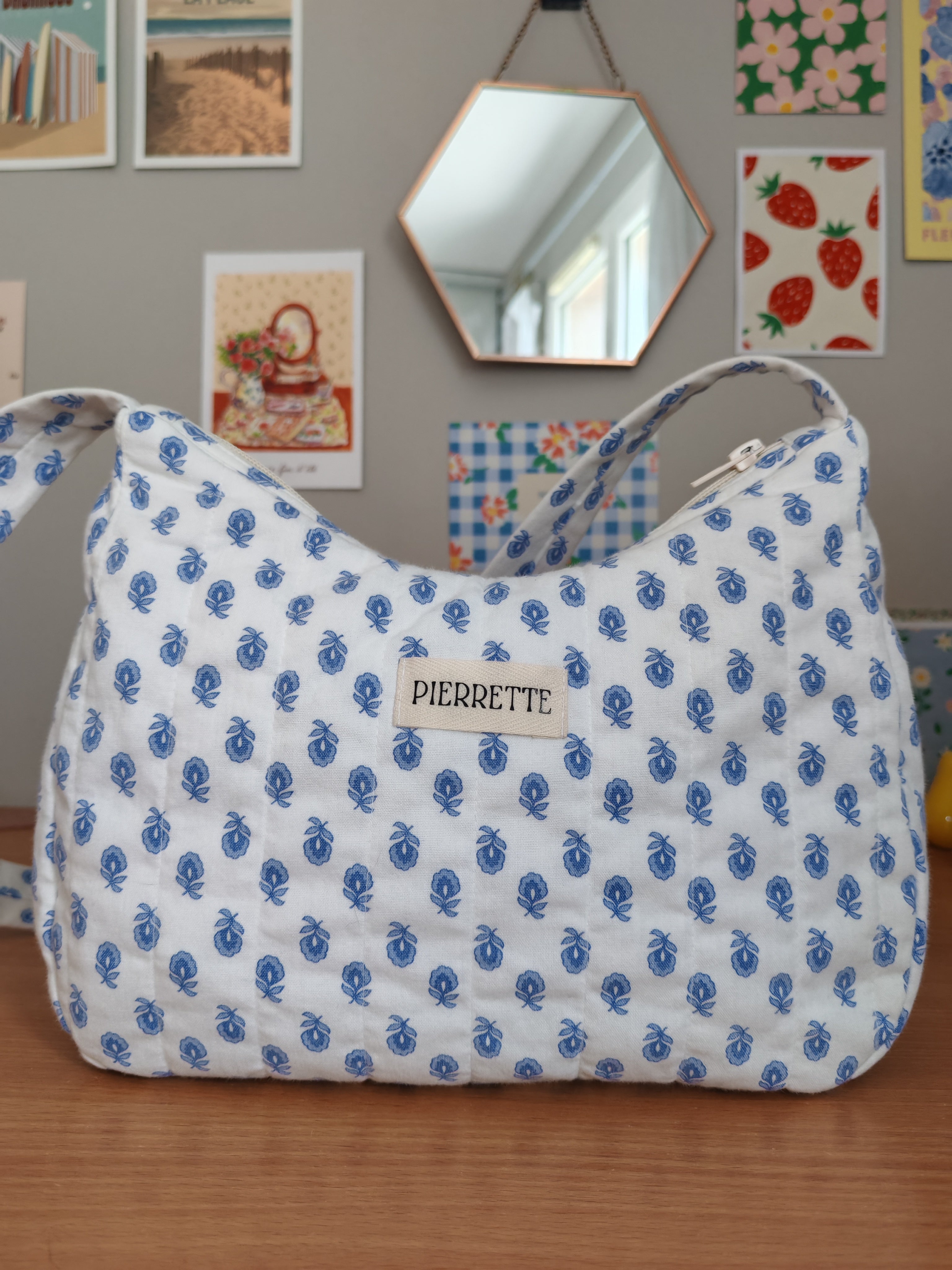 Sac Pivoine – Petites fleurs bleues