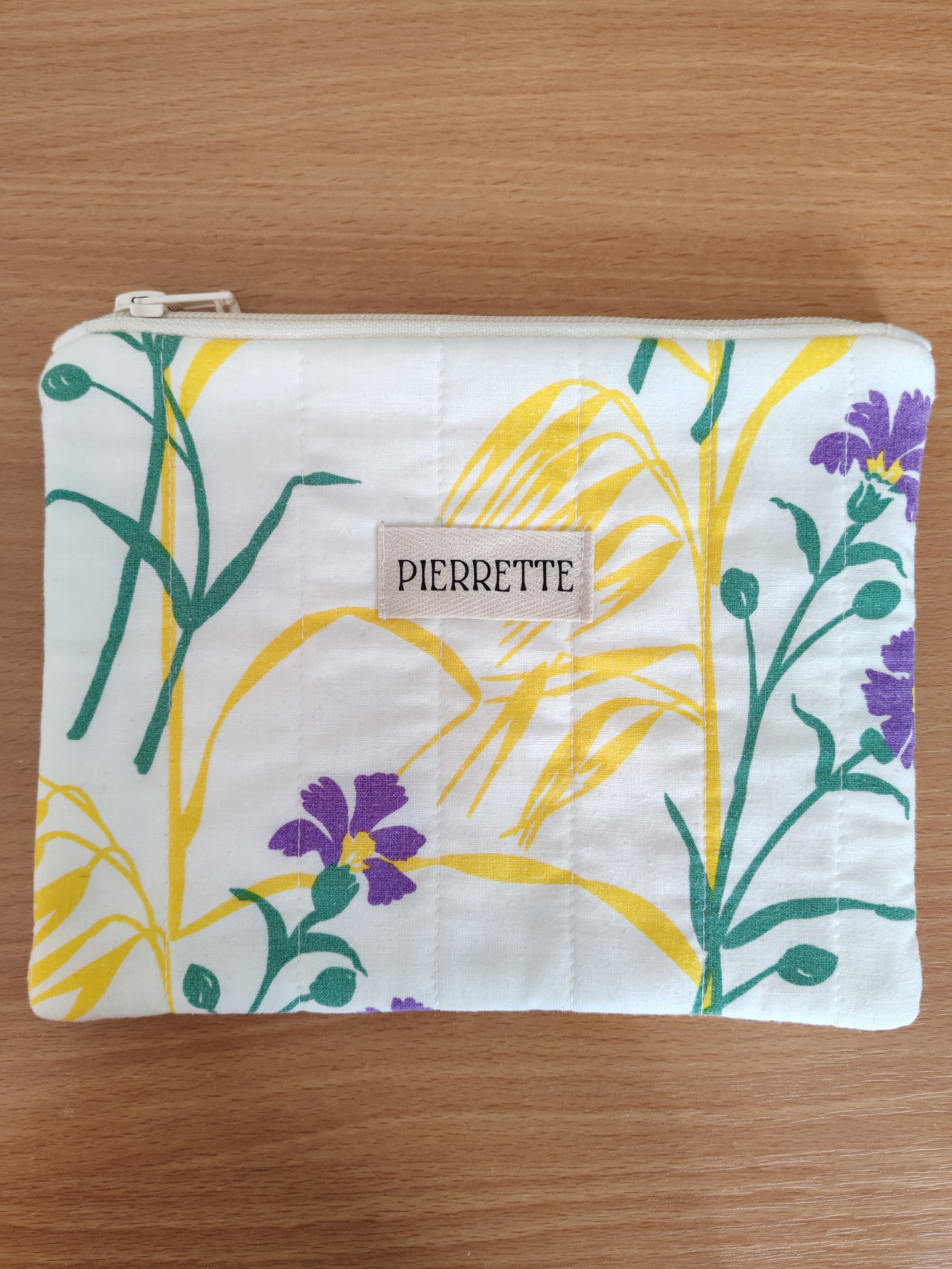 Pochette Valériane – Fleurs Violettes et Vertes